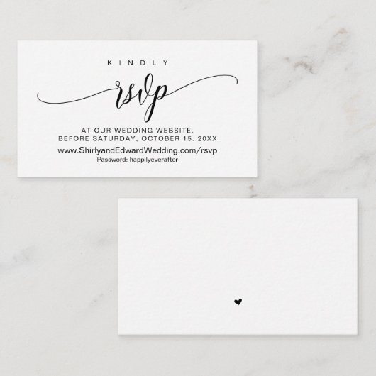 Online-Hochzeit, Modernes Schwarzes Script Begleitkarte (Vorne/Hinten)