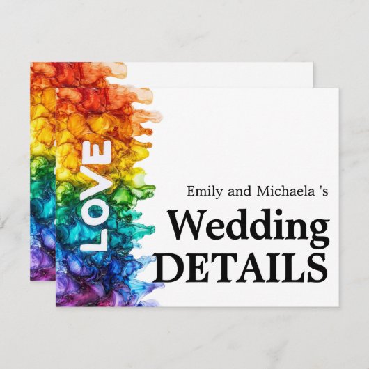 🌈 Online-Hochzeitsdetails LGBTQ mit Liebe gestric Begleitkarte (Vorne/Hinten)