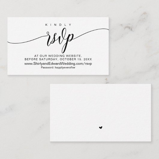 Online-Hochzeitsstimmung, moderne Schwarze Kalligr Begleitkarte (Vorne/Hinten)