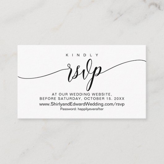 Online-Hochzeitsstimmung, moderne Schwarze Kalligr Begleitkarte (Vorderseite)