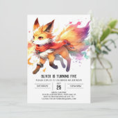 Online Joyful Fox Geburtstag Einladung (Stehend Vorderseite)