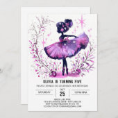 Online-Kinder Ballerina Geburtstag Einladung (Vorne/Hinten)