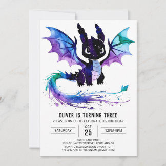 Online Lila Dragon Digital Boy Geburtstag Einladung