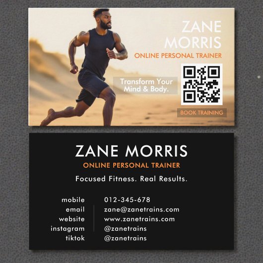 Online Personal Trainer Foto QR Code Visitenkarte