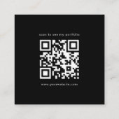 Online-Präsenz QR Code Portfolio Schwarz & Weiß Quadratische Visitenkarte (Rückseite)