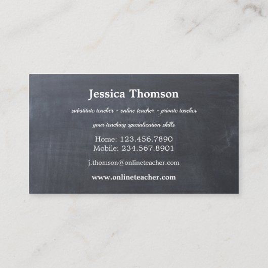 Online-Privatlehrer oder Ersatzlehrer Visitenkarte (Rückseite)