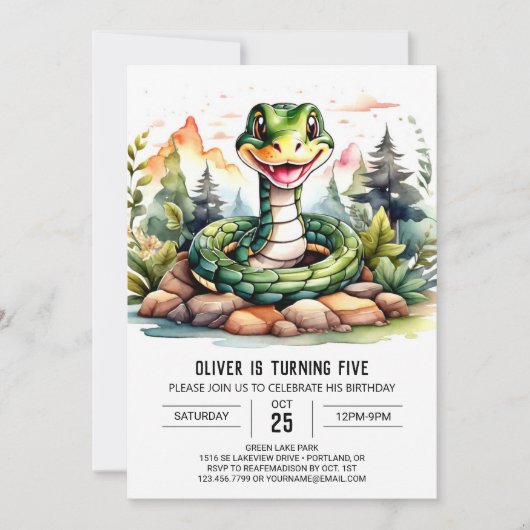 Online Python Children - Geburtstagsparty Einladung (Vorderseite)