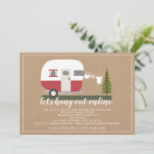 Online Red Trailer Camper Woodland Babydusche Einladung (Stehend Vorderseite)