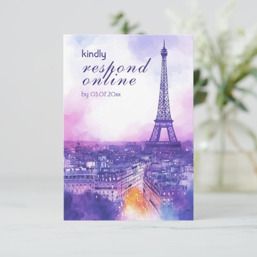 Online Reply Request Amour Éternel RSVP Card  Begleitkarte (Stehend Vorderseite)