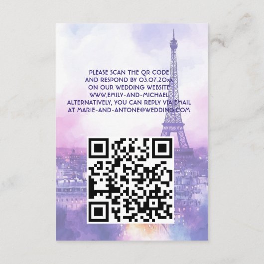 Online Reply Request Amour Éternel RSVP Card  Begleitkarte (Rückseite)