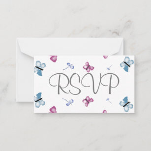 Online-RSVP-Karte für hübsche Rosa und Blaue Schme Mitteilungskarte
