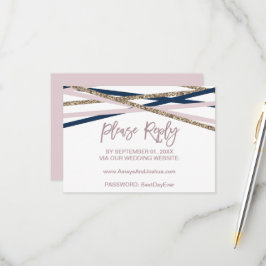 Online-RSVP-Karte für Navy Blush and Gold Streamer RSVP Karte