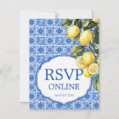 🌈  Online-RSVP + QR-Code Azul & Limone Romance RSVP Karte (Vorderseite)
