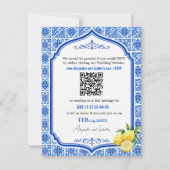 🌈  Online-RSVP + QR-Code Azul & Limone Romance RSVP Karte (Rückseite)