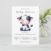 Online Rustikale Barn Cow Babydusche Einladung (Stehend Vorderseite)