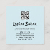 Online Shop Beautique Holograph Blue QR Code Logo Quadratische Visitenkarte (Rückseite)