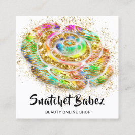 Online Shop Beautique Rainbow Gold QR-Logo Quadratische Visitenkarte