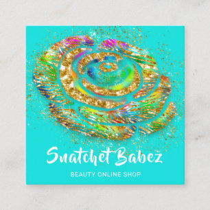 Online Shop Pink Water Gold QR-Logo Quadratische Visitenkarte