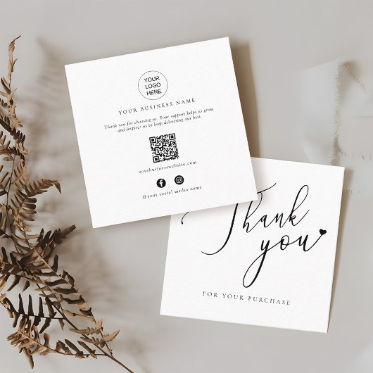Online Shop Promotional QR Code Thank You Inserts Quadratische Visitenkarte