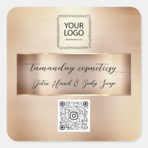 Online Shop QRCode Logo Foto Produkt Rose Quadratischer Aufkleber