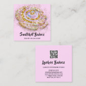 Online Shop Studio Holograph Rosa QR-Logo Quadratische Visitenkarte (Vorne/Hinten)