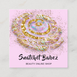 Online Shop Studio Holograph Rosa QR-Logo Quadratische Visitenkarte