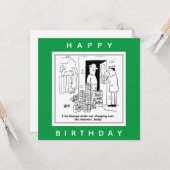 Online-Shopping für Bier-Cartoon Karte (Vorderseite/Rückseite Beispiel)