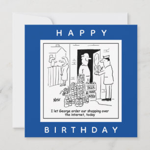 Online-Shopping für Bier-Cartoon Karte