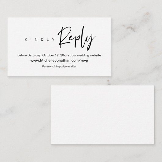 Online-UAWG, Hochzeitswebsite, Kennwort, Erinnerun Begleitkarte (Vorne/Hinten)