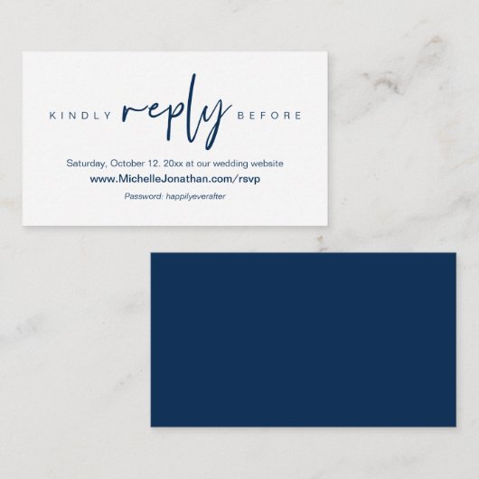 Online-UAWG, Hochzeitswebsite, Kennwort, Erinnerun Begleitkarte (Vorne/Hinten)