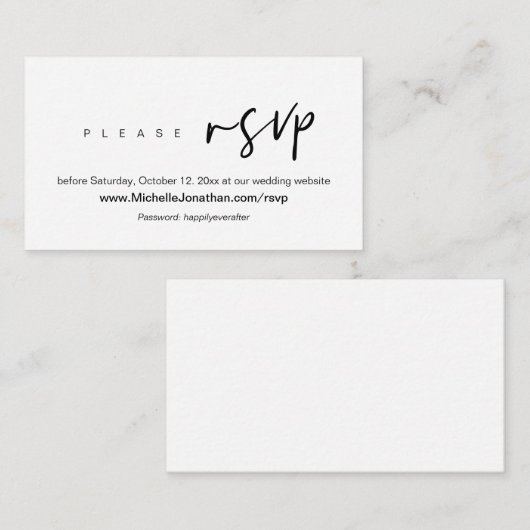 Online-UAWG, Hochzeitswebsite, Kennwort, modern Begleitkarte (Vorne/Hinten)