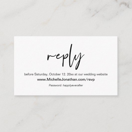 Online-UAWG, Hochzeitswebsite, Password Erinnerung Begleitkarte (Vorderseite)