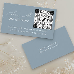Online UAWG QR Code Dusty Blue Wedding Website Begleitkarte