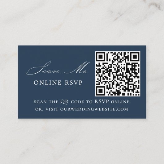 Online UAWG QR Code Navy Blue Wedding Website Begleitkarte (Vorderseite)