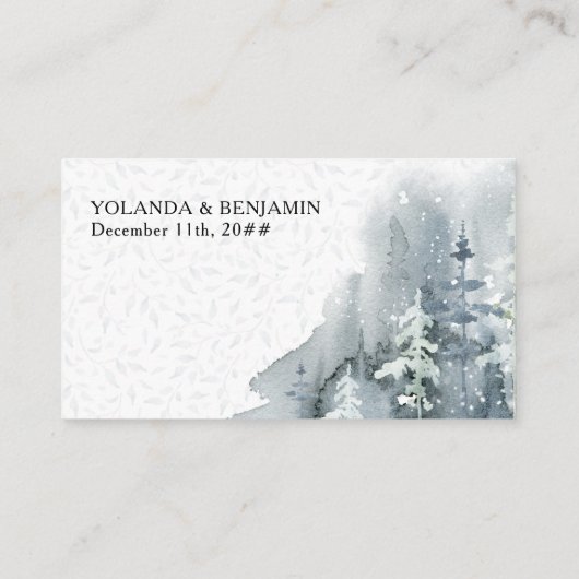 Online UAWG QR Code Snow Forest Winter Hochzeit Begleitkarte (Rückseite)