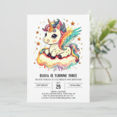 Online Unicorn Birthday Bliss Einladung (Stehend Vorderseite)