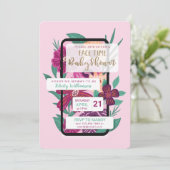 Online-Video-Chat Floral Phone Sims Babydusche Einladung (Stehend Vorderseite)