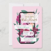 Online-Video-Chat Floral Phone Sims Babydusche Einladung (Vorderseite)