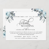 Online Virtual Wedding Blau, Weiß und Graue Blüte Save The Date (Vorne/Hinten)