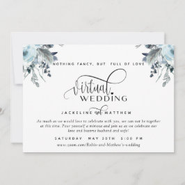 Online Virtual Wedding Blau, Weiß und Graue Blüte Save The Date