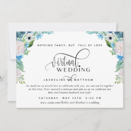 Online Virtual Wedding Blue White and Green Floral Save The Date