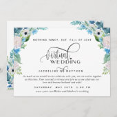 Online Virtual Wedding Blue White and Green Floral Save The Date (Vorne/Hinten)