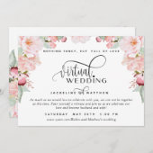 Online Virtual Wedding, Blush Pink Floral Save The Date (Vorne/Hinten)