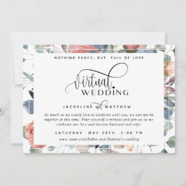 Online Virtual Wedding Dusty Blue und Blush Bloral Save The Date