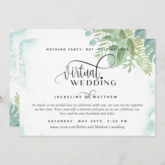 Online Virtual Wedding Elegante Weinkultur Save The Date (Vorne/Hinten)