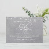 Online Virtual Wedding Gray Silver, String Lights Save The Date (Stehend Vorderseite)