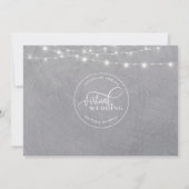 Online Virtual Wedding Gray Silver, String Lights Save The Date (Rückseite)