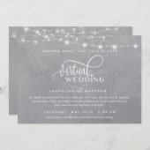 Online Virtual Wedding Gray Silver, String Lights Save The Date (Vorne/Hinten)