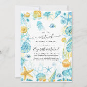 Online Virtual Wedding in Blue and Yellow Sea Einladung (Vorderseite)