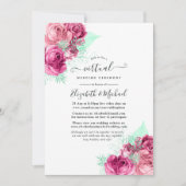 Online Virtual Wedding in Pink und Mint Floral Einladung (Vorderseite)